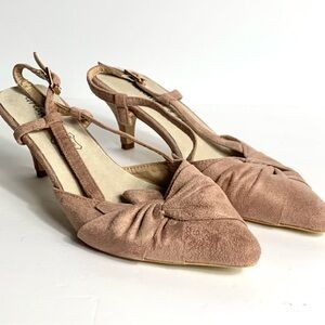 Greatonu Mauve Light Pink Velvet Short Heel With Knot Design